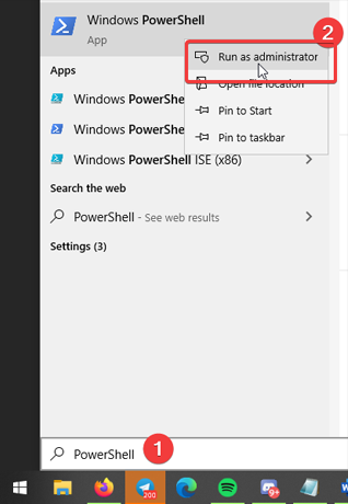 Step 1. Launch Powershell as an administrator