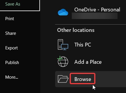 Excel 'Browse' Button