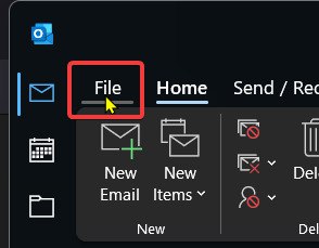 Outlook File Button