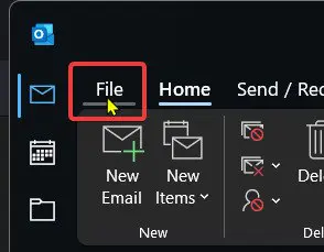 Outlook File Button
