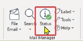 Status Button in Mail Manager Outlook